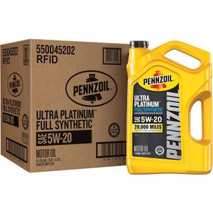 Pennzoil Ultra Platinum Full Synthetic 5W-20 Motor Oil, 5 Quart (3 Pack) (EXP 12/31/36)