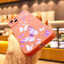 2 x Compatible with iPhone 15 Phone Case, Fashion Flower Pattern Design Girls Women Liquid Silicone Cover, Slim Shockproof and Scratch-Resistant Soft Case for iPhone 15 - Butterfly Pink