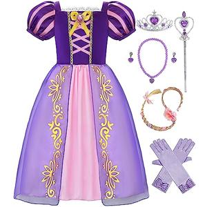 Aoiviss Girls Princess Costume Purple Princess Dresses for Little Girls Fancy Dress Up Clothes for Halloween Cosplay Party, 3T
