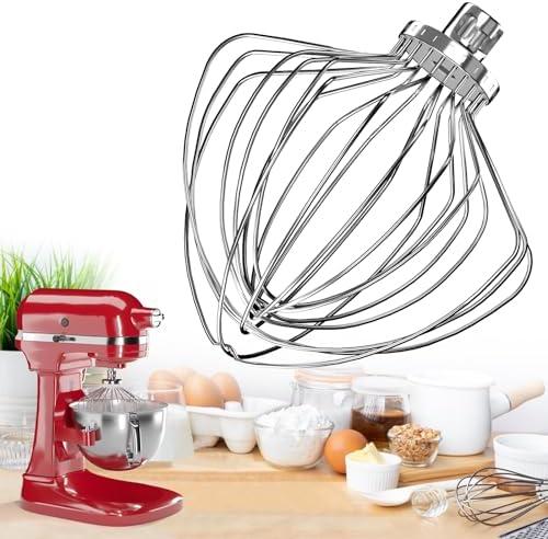 KN211WW Stainless Steel 11-Wire Whip Attachment for KitchenAid Bowl-Lift Mixer 7 Quart Bowl, Stainless Steel Whisk Replacement for Kitchen Aid Mixer, Dishwasher Safe, Egg Heavy Cream Beater.