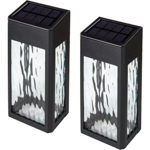 Classy Caps SWL888 - Black Aluminum Lancaster Deck & Wall Light (2 Pack)  Outdoor Solar LED Lighting, Durable Black Aluminum, Real Glass Construction, Perfect for Outdoor Decks, Patios, and Walls.