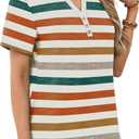 XIEERDUO Womens Summer Tops Short Sleeve Henley Shirts Casual V Neck T Shirts Business Work Blouses Dressy 2026 (XXL)