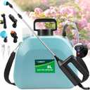 Battery Powered Sprayer 2 Gallon, 2025 Upgrade Electric Sprayer with 3 Adjustable Speed, Battery Indicator, 4 Mist Nozzles, Rechargeable Retractable Wand with Adjustable Shoulder Strap for Lawn Garden (Blue)