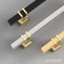 Alzassbg 10 Pack Matt Black and Gold Cabinet Pulls, 7 Inch(177mm) Hole Centers Kitchen Hardware Square Cabinet Handles for Cabinets and Drawers AL3094KGP-MB