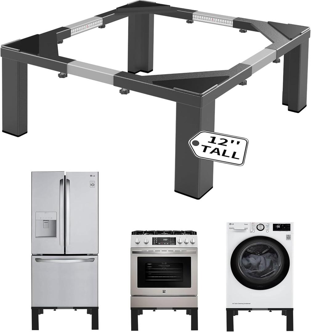Heavy-Duty All Steel Laundry Pedestal 12" Height , Full size Universal Washing Machine Stand , Dryer Stand Suitable for all Washer and Dryer Stand (Black)