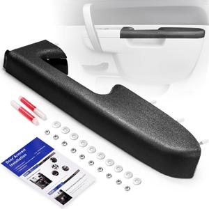 22818470 Front Right Passenger Side Armrest Repair Kit Compatible with 2010-2014 Chevy Silverado and GMC Sierra 1500 2500HD 3500HD, Designed for Door Panel with Release Handle Below Armrest, Black