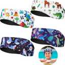 Zhanmai 4 Pcs Kids Swimming Headband Adjustable Waterproof Headband Kids Ears Covers Band for Toddlers Swimmer Ear Protection (1 Count (Pack of 1)) Dinosaur Style
