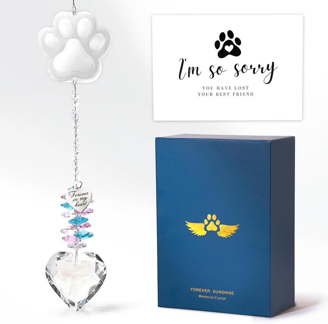 Pet Memorial Suncatcher, Dog Memorial Gifts, Pet Loss, Pet Sympathy, Thoughtful Dogs and Cats Remembrance, Bereavement Gifts - Clear