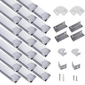 hunhun 20-Pack 3.3ft/1Meter V Shape LED Aluminum Channel System with Milky Cover, End Caps and Mounting Clips, Aluminum Profile for LED Strip Light Installations, Very Easy Installation hunhun 20-Pack 3.3ft/1Meter V Shape LED Aluminum Channel System with Milky Cover, End Caps and Mounting Clips, Aluminum Profile for LED Strip Light Installations, Very Easy Installation