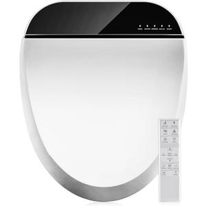 Combier Bidet Toilet Seat with Heated Warm Water & Nozzle Wash, Auto-Dry, Quiet Close Lid, Wireless Remote - Electric Bidet Seat 102DS-B(Round)