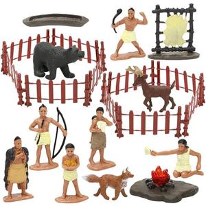 ONEST 22 Pieces Native American Figurines Indian Figurines Indians Historical Plastic Action Figures for Projects Decoration Birthday Gift Dollhouse Cake Toppers
