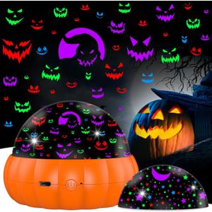 Halloween Pumpkin Night Light Projector for Kids, Star Projector Night Lights with Jack O'Lantern Faces - Starry Theme, 15 Color Changing and 360 Degree Rotation, Halloween Decor and Gift