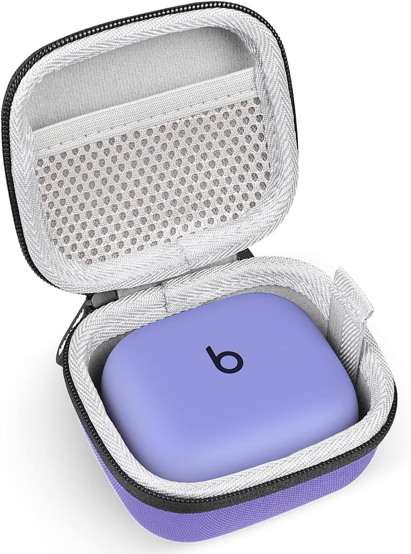 Earbud Case Compatible with Beats Powerbeats Pro 2 Wireless Bluetooth Earbuds, Portable Travel Hard Shell Earphone Case - with Clip (Purple)