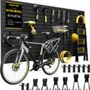 SlatWall Paneling 4x8 FT, PVC Slat Wall Panels with 16 Hooks Heavy-Duty Garage Organization System, Slatwall Pegboard Suitable for HomeGarageShop Wall Display & Organization (Black)