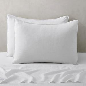 Linen Pillow Cases Standard Sham - 20 x 26 Inch Bed Pillow Protector Cover Set of 2 Bedding Cooling Neutral Pillowcase Shams, White