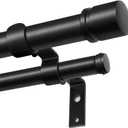 Double Curtain Rod 72 to 144 Inch, HOTOZON 1 Inch Telescoping Double Curtain Rods for Windows, Heavy Duty Double Drapery Rod with Simple Cap Finials, Black
