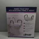 Drive Medical 2-in-1 Raised Toilet Seat with Removable Padded Arms - Elevated Bathroom Safety Support - Secure Locking Attachment - Easy Height Assistance - Durable Construction, Standard Toilets