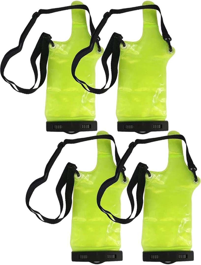 4Pcs Universal Two Way Radio Waterproof Case Bag Portable Walkie Talkie Rainproof Pouch with Adjustable Strap Compatible for Motorola Kenwood Midland UV-3R UV-5R PX-888 Walkie Talkie Radio (Green)