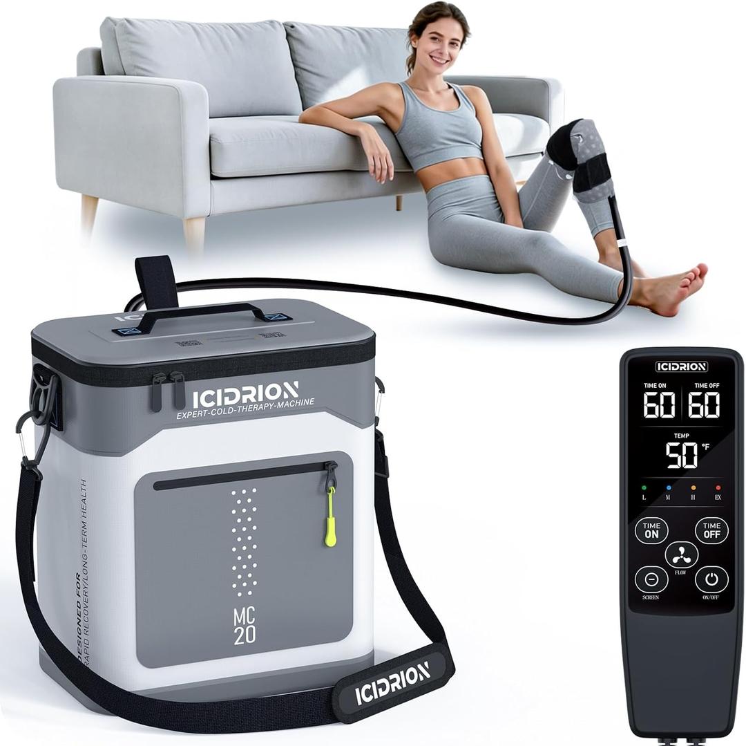 Ice Machine for Knee After Surgery, Programmable Cold Therapy Machine w/Temp Disp, 12H Knee Ice Machine Pain Relief, 12QT/Ultra-Quiet,Cryotherapy for Knee Replacement Shoulder Hip