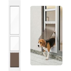 Dog Door for Sliding Glass Door, Adjustable Height 75 3/5" to 80", Aluminum Frame Sliding Door Dog Door Insert, Suitable for Large Dogs Up to 75 lbs(Large,White)