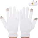 Segbeauty White Cotton Gloves with Touchscreen Fingers, 8pcs Hand Moisturizing Gloves with Elastic Band, 4 Pair Soft Cotton Sleeping Gloves for Dry Hand Overnight, White Gloves for Art Handling Medium