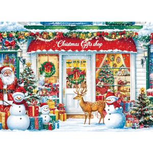 Christmas Window Jigsaw Puzzles for Adults 1000 Pieces, Interlock Perfectly Letter on Back No Dust, Christmas Home Decor Birthday Party Puzzle Gift, 1:1 Poster Jigsaw Puzzles for Adults