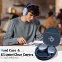 Hard Case for AirPods Max 2 Supports Sleep Mode, Travel Carrying Headphone Case with AirPods Max 2/1 Clear Ear Cups Cover/Silicone Earpad Case/Headband Cover, Protective Portable Storage Bag, Blue