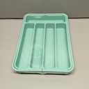 Aujen Silverware Organizer - Expandable Kitchen Drawer Organizer, Adjustable Utensil Organizer, Cutlery Tray for Forks, Knives, Multipurpose Kitchen Organizers and Storage Solution, Green, Medium