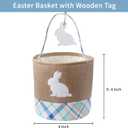 2 x Easter Basket  Bunny Basket with DIY Blank Wooden Bunny Tag for Kids, Boys, Girls, Easter Egg Hunt, Candy Gift Storage (Bule)