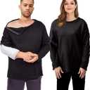 houlder Surgery Shirts, Unisex Rehab Shirt with Discreet Shoulder Snaps, Chemo Clothing, Long Sleeve Shirt Men, Black, Small