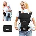 FRUITEAM Baby Carrier Newborn to Toddler, Safety-Certified Waist Stool with Hip Seat, Ergonomic 6-in-1 Baby Carrier with Head Support, Adjustable & Removable Baby Holder for All Seasons, Black