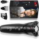 Men's 3-in-1 Electric Shaver & Trimmer Kit: Turbo Speed for a Close Shave, IPX7 Waterproof, Complete Travel Grooming Set for Beard, Nose & Sideburns