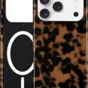 Jusy Compatible with MagSafe Brown Tortoise Shell Print Phone Case for iPhone 17 Pro, Amber Trendy Luxury Magnetic Soft TPU and Hard PC Protective Phone Cover for Women Girls - Black