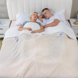 Heated Blanket King Size - 100"x90" Cozy Soft Jacquard Heating Blanket with 4 Heat Levels & 10 Hours Auto-Off, Jacquard Fleece, Overheating Protection, Warm Gifts, Cream