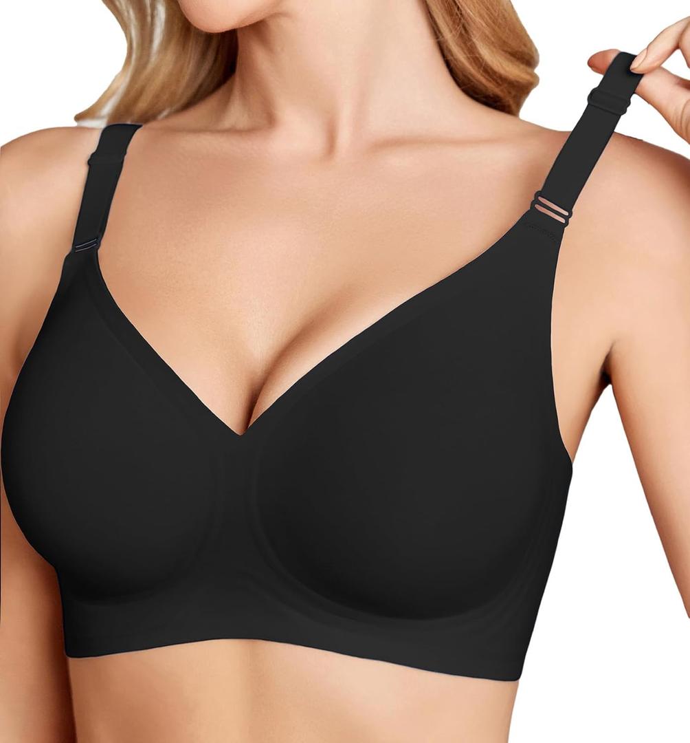 Avidlove Wireless Bras for Women Comfy Seamless Bra No Underwire Bras Full Coverage Bralettes Soft Comfortable Everyday Bra (X-Large, Black)