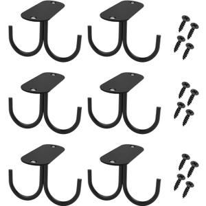 Mocoum Under Cabinet Mug Hooks, Rustic Mug Organizer Rack Coffee Cup Holder Mug Rack Under Shelf Hanging Hooks Rack for Mugs, Coffee Cups and Kitchen Utensils Display (Black, 6)