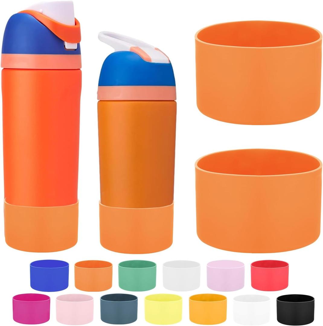 2 x Mity rain 2PCS Protective Boot Compatible with Owala Kids Water Bottle 16 oz &14 oz, Silicone Boot Accessories for Owala Kids FreeSip 16oz & Flip 14oz (Orange)