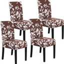 H.VERSAILTEX Stretch Dining Chair Covers Set of 4 Chair Covers for Dining Room Parsons Chair Slipcover Chair Protectors Covers Dining, Feature Modern Floral Printed Design, Chocolate