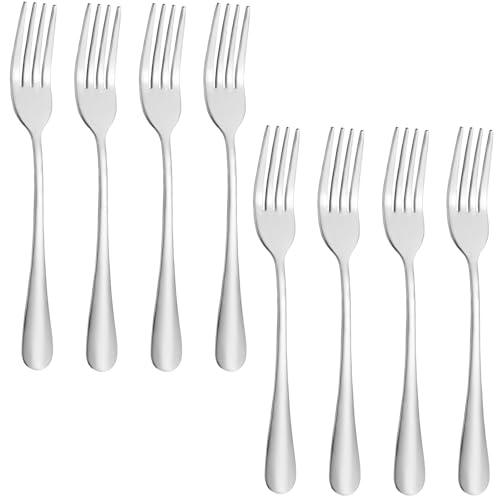8 Pcs Dinner Forks Set, Food Grade Stainless Steel Silverware Forks, Metal Fork, Flatware Dessert Fork for Home, Kitchen or Restaurant, Mirror Polished, Dishwasher Safe, 7.3 Inches