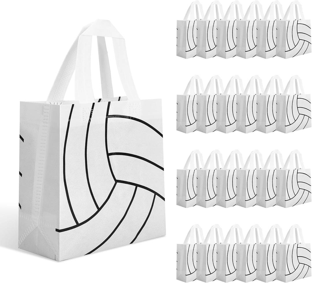 24 Pcs Non-Woven Volleyball Goodie Bags with Handles, Sports Party Favors Volleyball Gift Bags, Volleyball Birthday Decorations Wrapping Paper,Treats Bagsfor Desserts Sports Parties Supplies Birthday