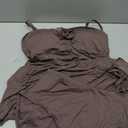 Aleumdr Womens Tankini Swimsuit Flower Flyaway Two Piece Bathing Suit Bandeau Swim Top with High Waisted Bottom (Brown, L)