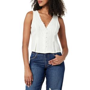 The Drop Women's Paloma Lace Trimmed Sleeveless Top, Size S