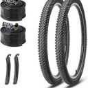 MOHEGIA Mountain Bike Tires 2-Pack - 20/24/26/27.5 Inch Folding MTB Tires and 2 Inner Tubes Schrader Valve & Tire Levers - Off-Road Bicycle Replacement Set
