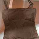 QINSEN Women's Double Lined Basic Tank Top Adjustable Spaghetti Straps Sleeveless Camisole Shirts, Color: Chestnut, Size XS