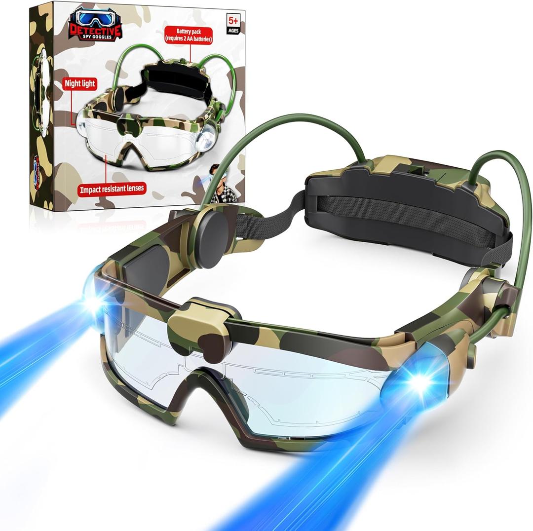 sportsvoutdoors Kids Night Vision Goggles - Adjustable Spy Gear Kids Goggles Toy with LED Light Beams, Cool Glasses for 6-12 Boys Girls Role Play in The Dark