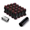 Lug Nuts Aluminum/Alloy Steel Tire Nut Lock 16 PCS Hex Nuts,4xEight Point Spline Nuts,1xHex Socket Key,1xEight Point Spline Socket Key,22mm OD/45mm H (Red Accents/Black Body, M12x1.25)