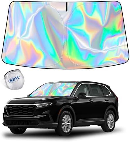 KDM Laser Silver Style Windshield Sun Shade Fit for 2023 2024 2025 Honda CR-V,Foldable Front Reflective Windows Sunshade Visor Protector Blocks UV Rays Heat