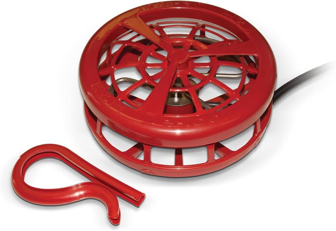 K&H Pet Products Stock Tank & Pond Heater, Ultimate Stock Tank Deicer w/ Cord Clip, Water Trough Heater for Horses, Cattle and Livestock, Full Cage, Floating, Submersible, Safety Listed - Red 750W