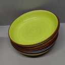 Y YHY Pasta Bowls Set of 6, 30 oz Ceramic Shallow Bowls, Serving Bowls Pasta Plates and Salad Bowls, Microwave & Dishwasher Safe Soup Bowls, Assorted Colors Christmas Day Gift