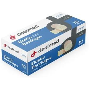 Dealmed 4" Elastic Bandage Wrap with Self-Closure – 6 Elastic Bandages, 5 Yards Stretched Compression Bandage Wrap, Wound Care Product for First Aid Kit and Medical Facilities